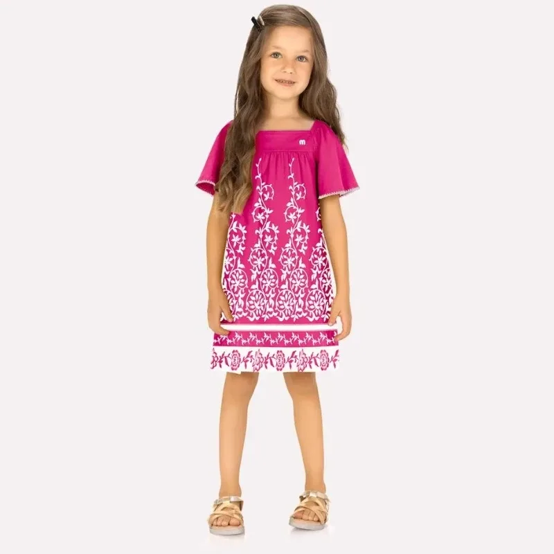 Vestido Infantil Menina em Cotton Milon
