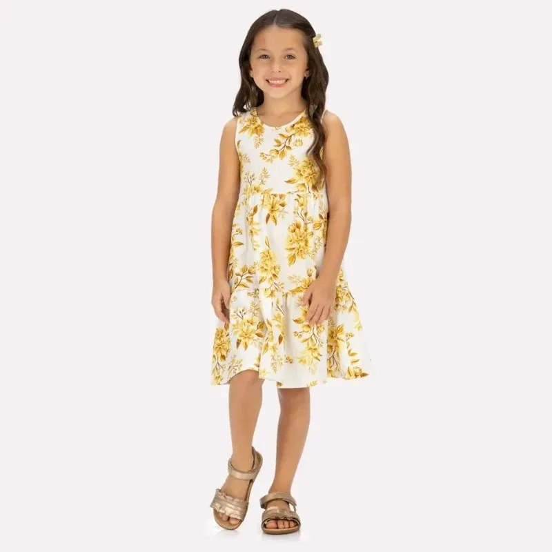 Vestido Infantil Menina em Cotton Milon