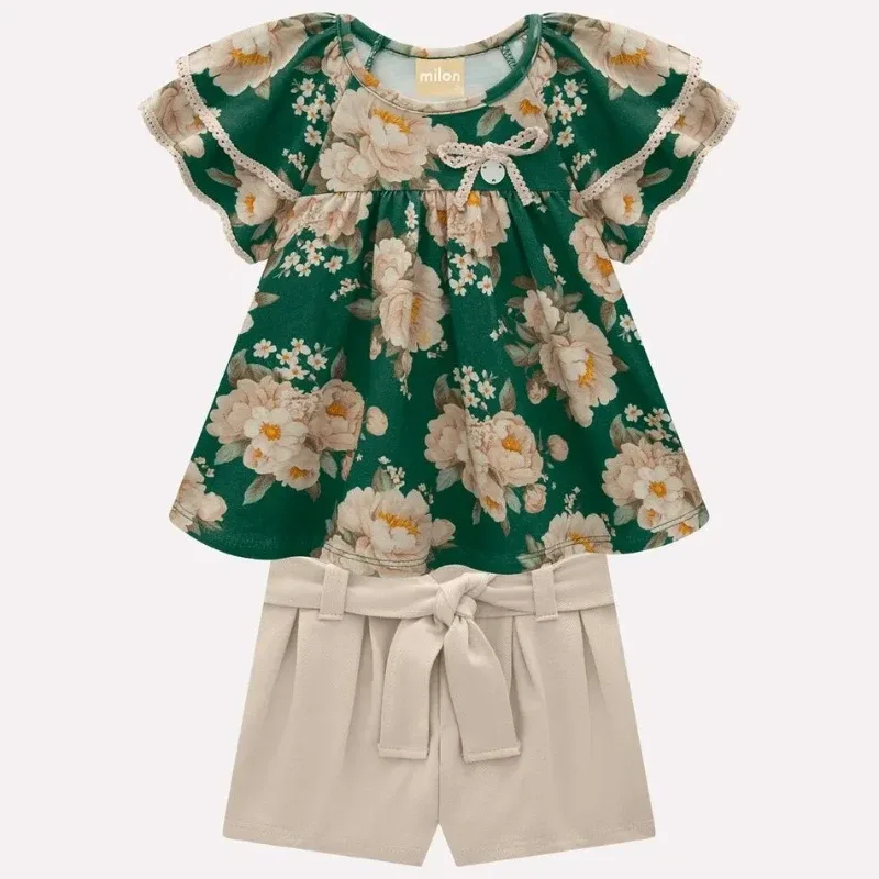 Conjunto Infantil Menina Flores Milon