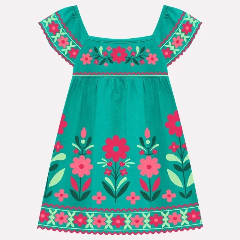 Vestido Infantil Menina Flores Emborrachadas Nanai