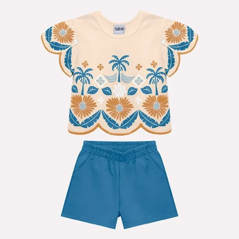 conjunto infantil Menina com Corte a Laser Nanai