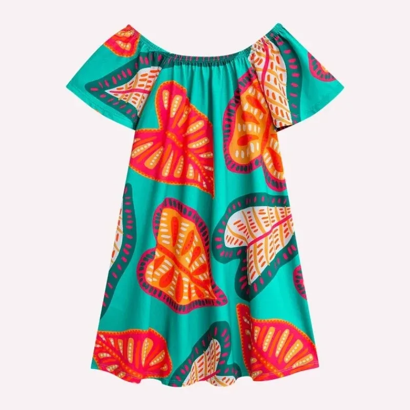 Vestido Infantil Menina Folhagem Nanai