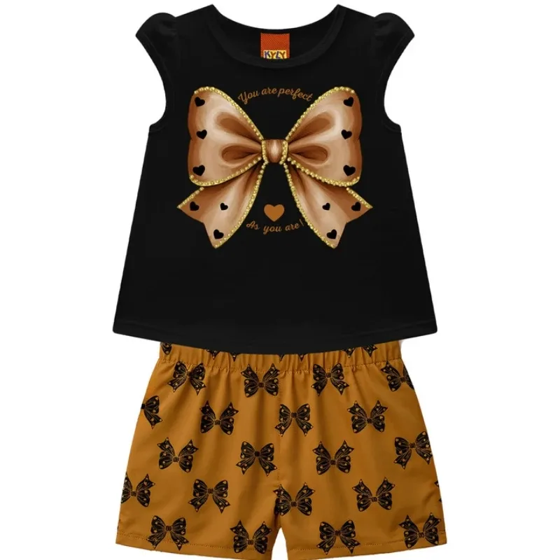 conjunto feminino preto kyly 2 ao 8 anos