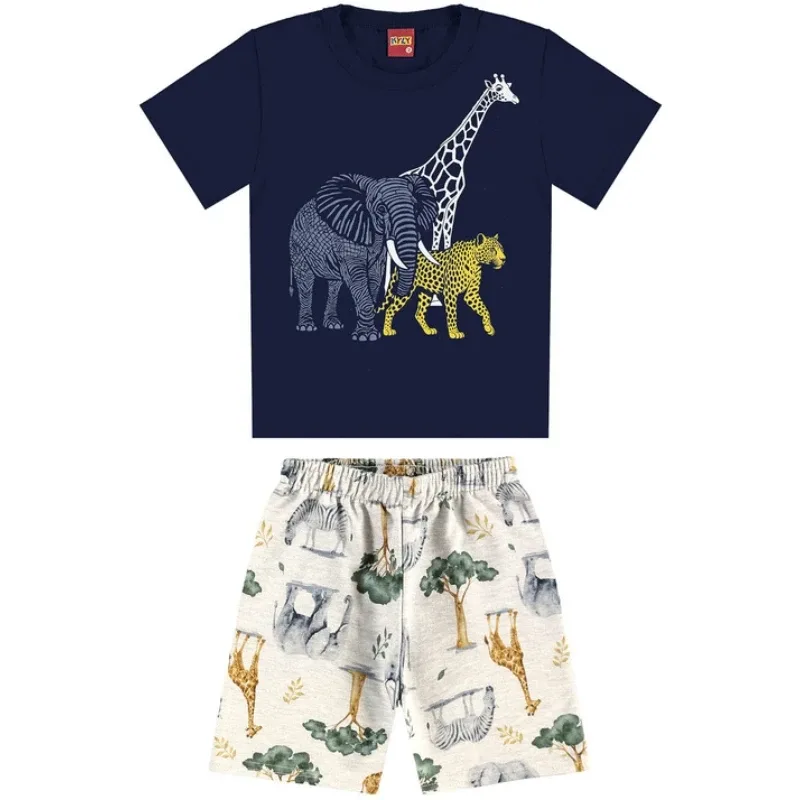 conjunto masculino azul marinho kyly 2 ao 8 anos