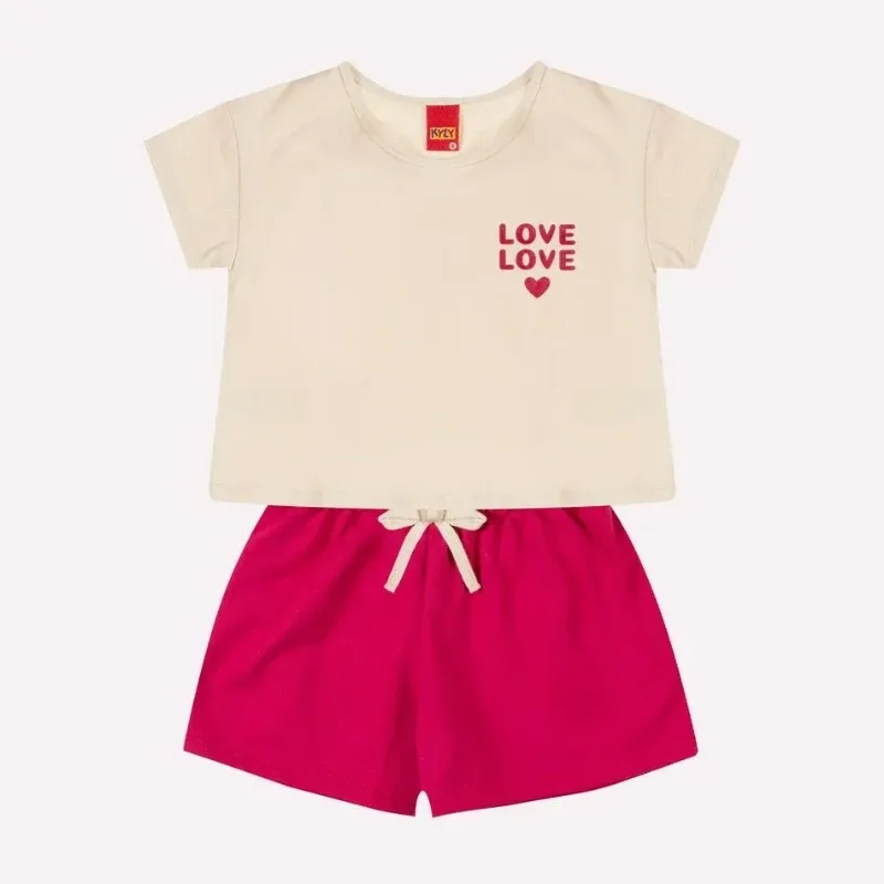 Conjunto Infantil Menina Lettering algodao