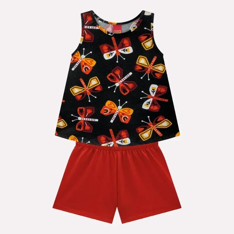 Conjunto em algodao Infantil Menina Estampa