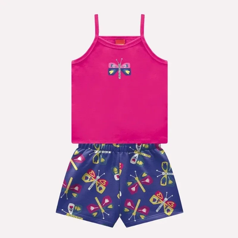 Conjunto infantil em algodao Menina Borboletas Kyly